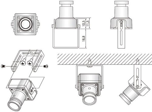 Схема монтажа видеокамер серии "EX20".