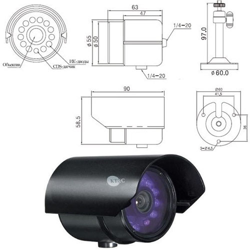Видеокамера "KPC-S53CNV" с возможностью ночной съемки.